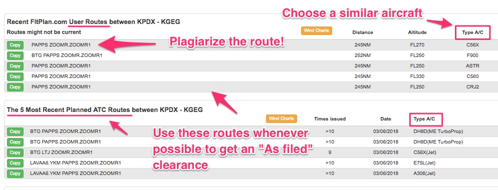 How to use user routes to flight plan