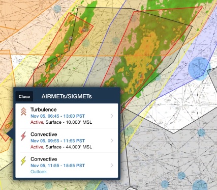 AIRMETs and SIGMETs on Foreflight