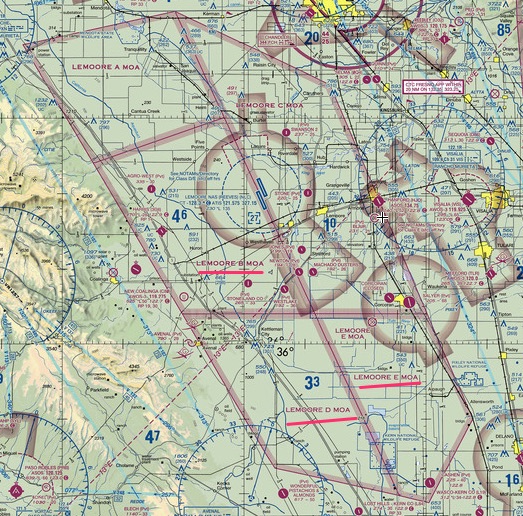 Lemoore Military Operations Area VFR sectional