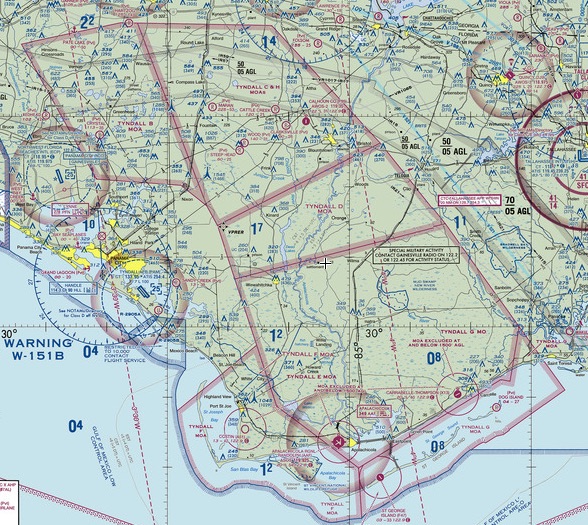 Tyndall Military Operations Area VFR sectional