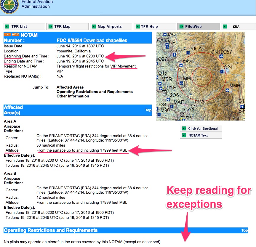 FAA TFR details