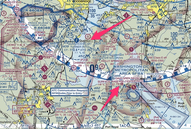 map of restricted airspace