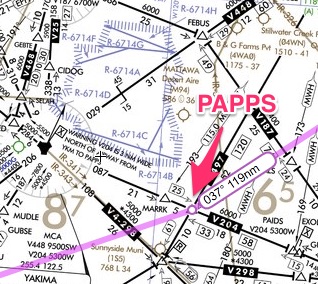 Yakima restricted airspace on a IFR low chart