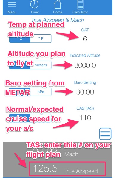 True Airspeed Chart