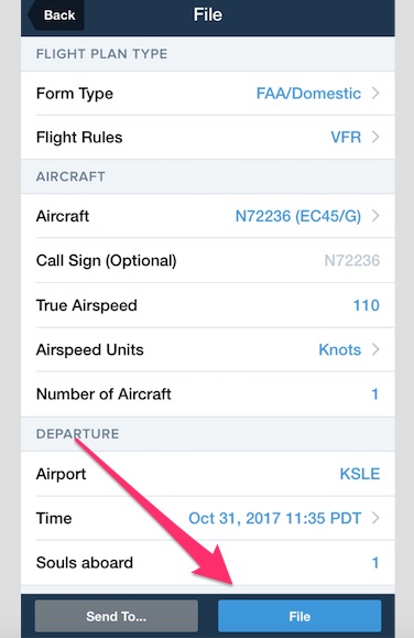 How to open a VFR flight plan through Foreflight