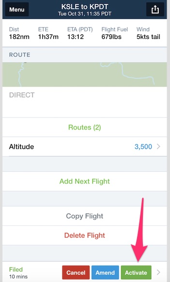 How to open a VFR flight plan through Foreflight