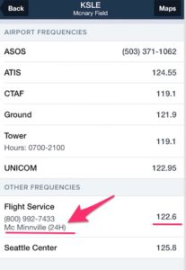 How to find the flight service station frequency on Foreflight