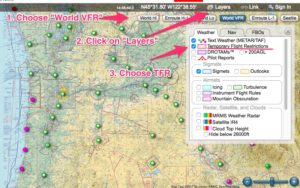 how to check TFRs on Skyvector